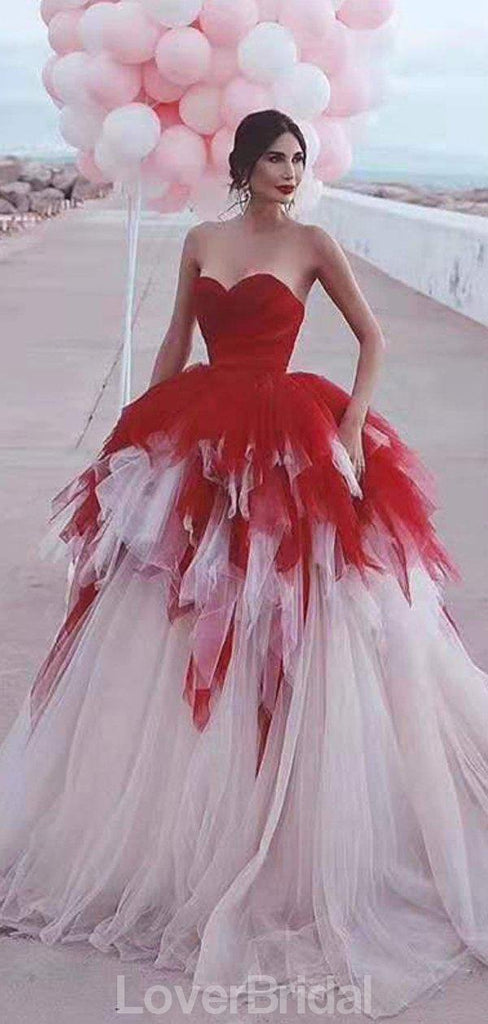 Sweetheart Ruffle Tulle Ball Gown Long Evening Prom Dresses, Evening Party Prom Dresses, 12205