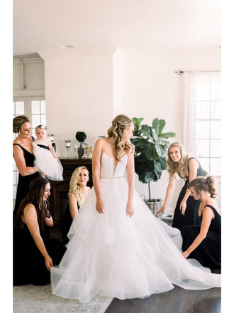 Sweetheart V-neck Long A-line Sleeveless Lace Wedding Dresses,WD748