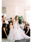 Sweetheart V-neck Long A-line Sleeveless Lace Wedding Dresses,WD748