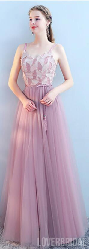 Tulle Pink Long Mismatched Unique Cheap Bridesmaid Dresses Online, WG512