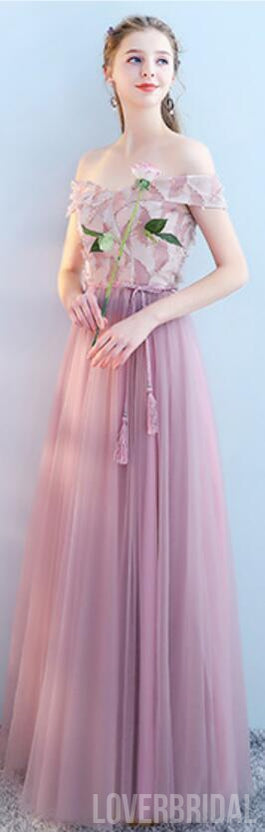 Tulle Pink Long Mismatched Unique Cheap Bridesmaid Dresses Online, WG512