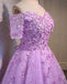 Two Straps Lilac Lace Beaded See Through Homecoming Prom Dresses, Affordable Short Party Prom Dresses, Perfect Homecoming Dresses, CM299