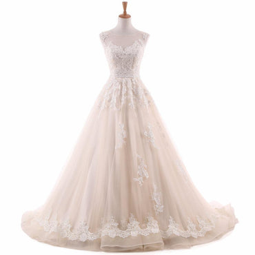 Two Straps Scoop Neckline Lace A line Wedding Bridal Dresses, Custom Made Wedding Dresses, Affordable Wedding Bridal Gowns, WD251