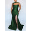 Unique Green Mermaid High Slit Cheap Long Bridesmaid Dresses,WG1236