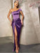 Unique Mermaid Purple One Shoulder High Slit Cheap Long Prom Dresses Online,12488
