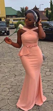 Unique Orange Mermaid Cheap Long Bridesmaid Dresses,WG1404