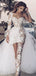 Unique See Through Short One Shoulder Long Sleeve Wedding Dresses,WD727