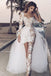 Unique See Through Short One Shoulder Long Sleeve Wedding Dresses,WD727