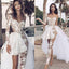 Unique See Through Short One Shoulder Long Sleeve Wedding Dresses,WD727