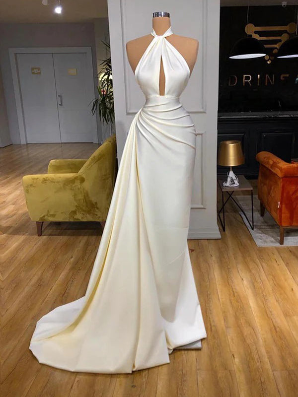Unique Sheath Halter Cheap Long Prom Dresses Online,12806