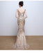 V Neck Gold Sequin Mermaid Long Evening Prom Dresses, Cheap Custom Sweet 16 Dresses, 18517