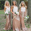 V Neck Gold Sequin Skirt Long Cheap Bridesmaid Dresses, WG102
