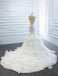 V Neck Organza Lace Mermaid Wedding Dresses, Cheap Wedding Gown, WD725