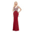 V Neck Red Mermaid Beaded Evening Prom Dresses, Evening Party Prom Dresses, 12055