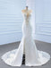 V Neck Side Slit Lace Mermaid Wedding Dresses, Cheap Wedding Gown, WD723