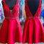 V neckline red simple open backs charming for teens formal homecoming prom dresses,BD00170
