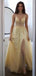 Yellow A-line V-neck High Slit Maxi Long Prom Dresses,Evening Dresses,12977