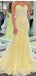 Yellow Mermaid Sweetheart Long Prom Dresses,Evening Dresses,12894